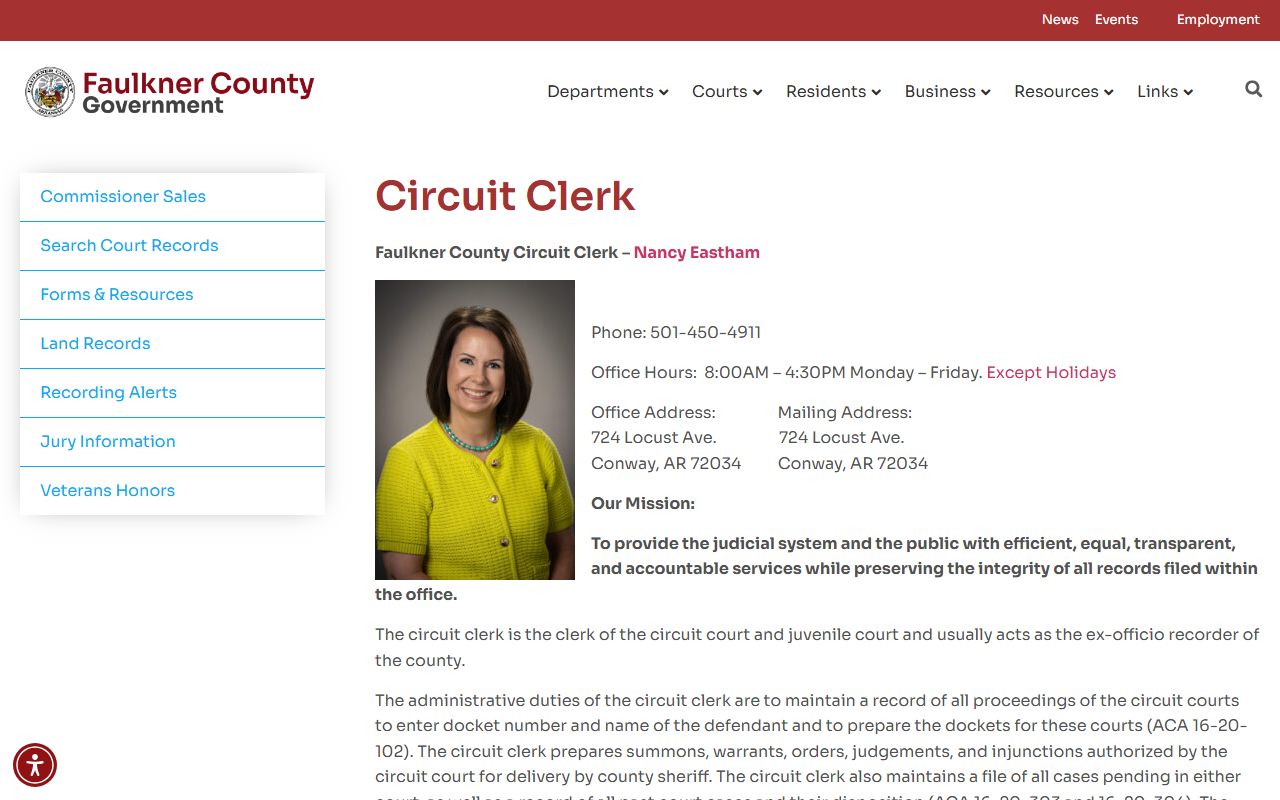 Faulkner County Circuit Clerk in Conway for family court records