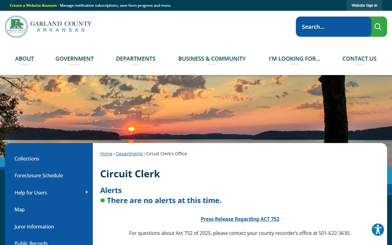 Garland County Circuit Clerk in Hot Springs for family court records