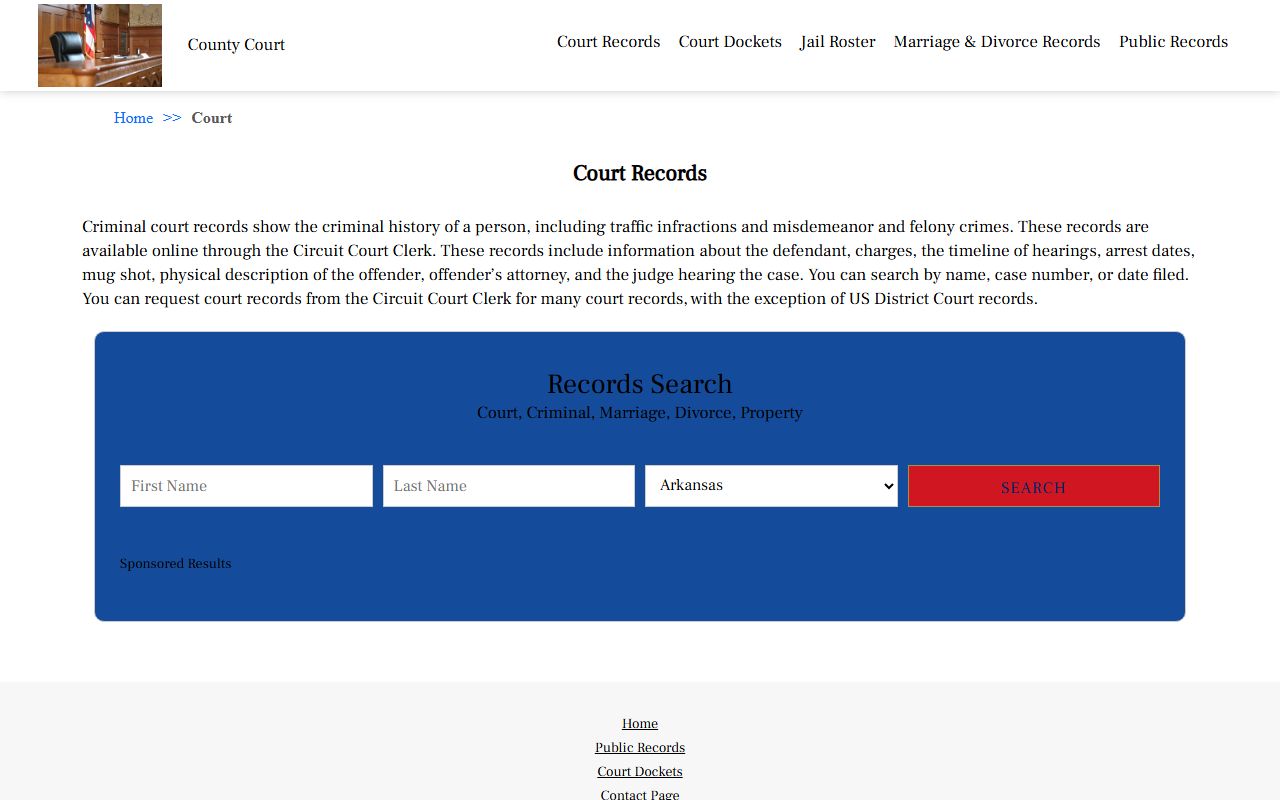 Arkansas County Circuit Clerk court records search portal for family court records