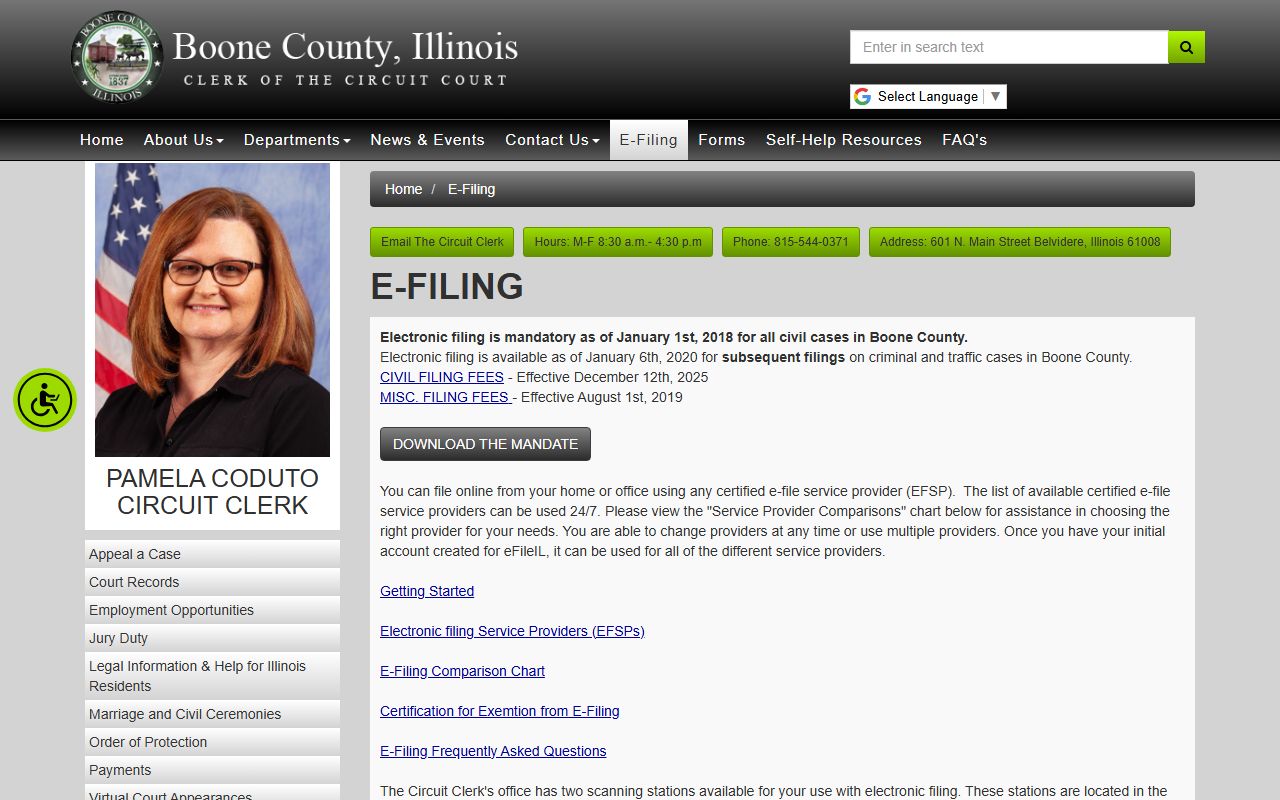 Boone County e-filing system for electronic submission of family court documents