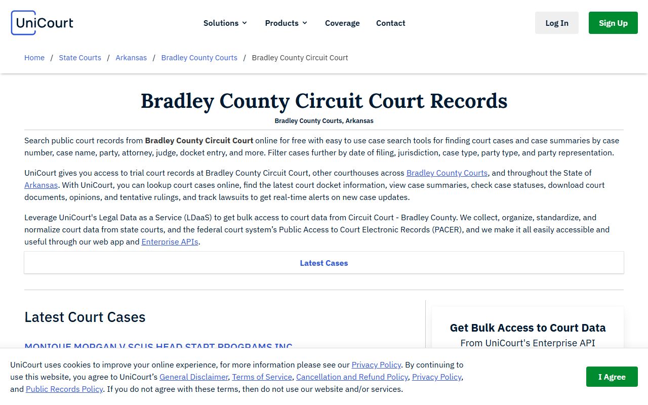 Bradley County court records search tool through commercial database provider