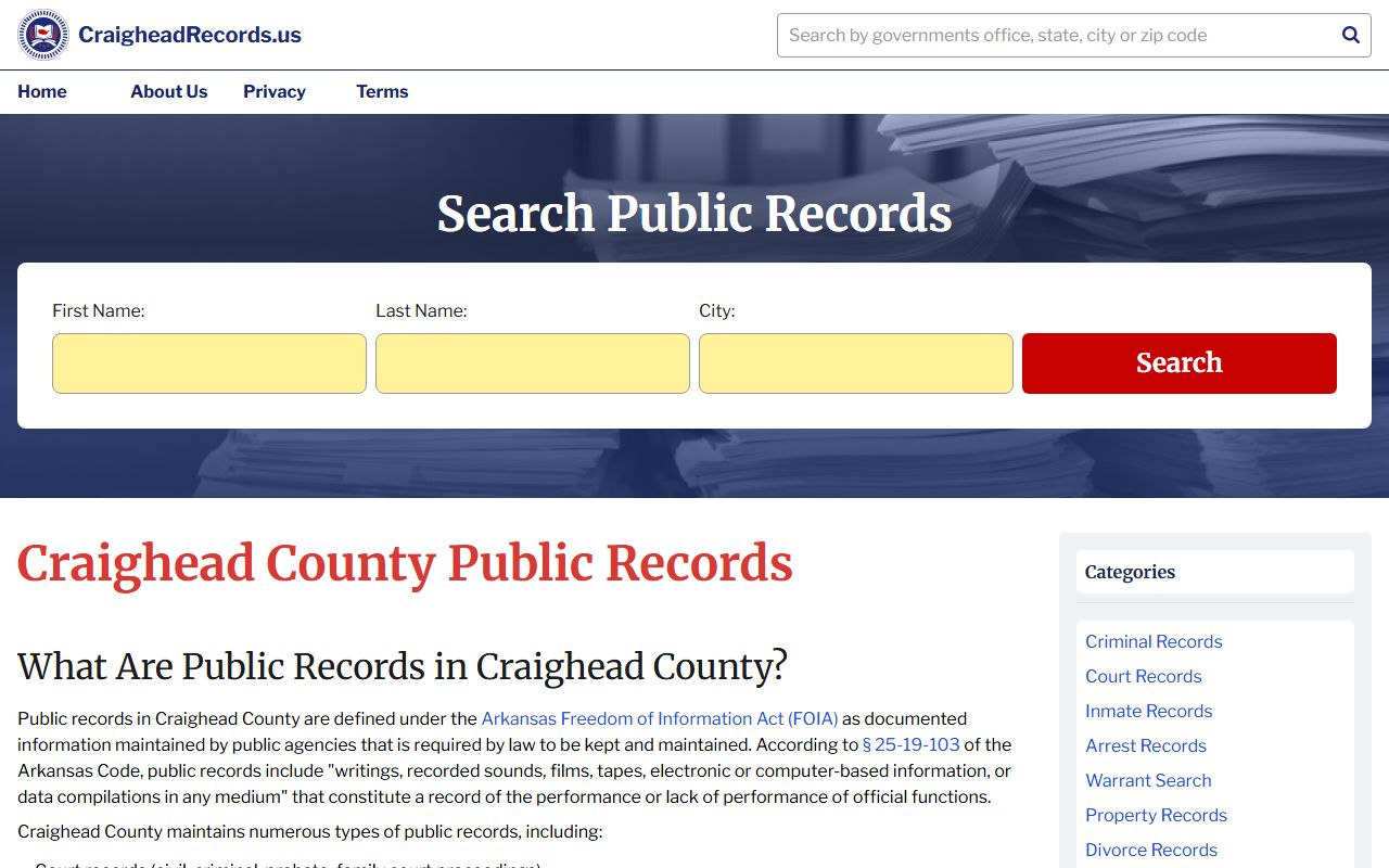 Craighead County Circuit Clerk in Jonesboro for family court records access