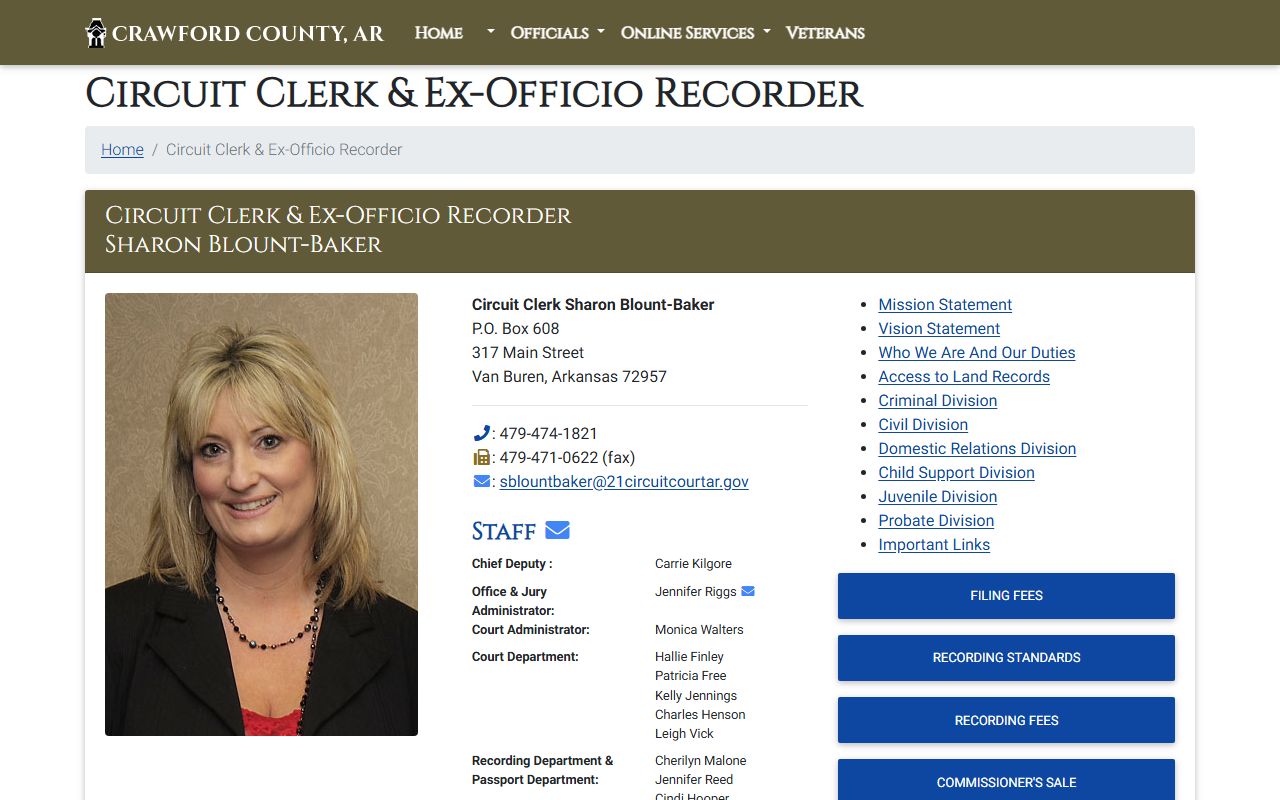 Crawford County Circuit Clerk in Van Buren for family court records