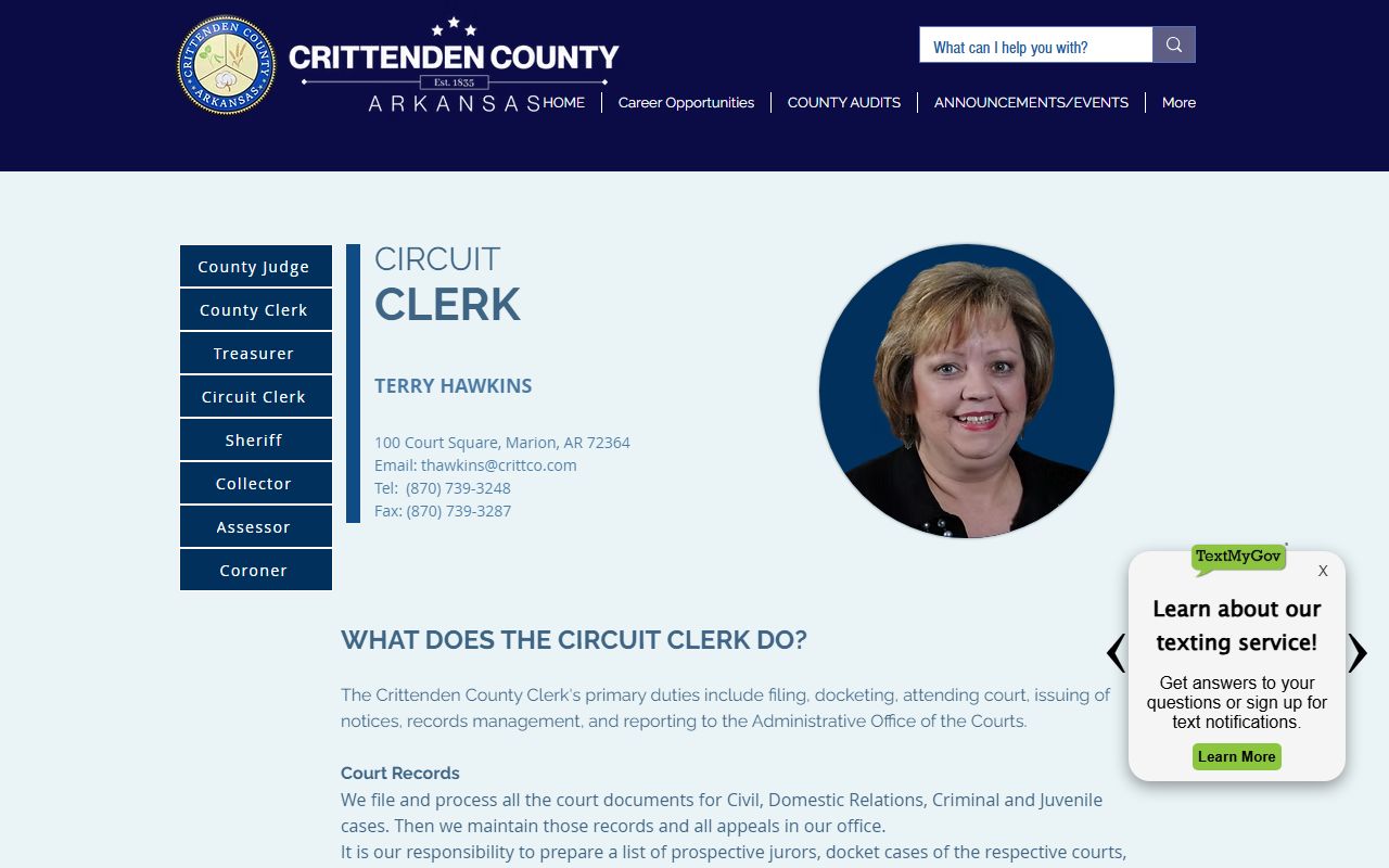 Crittenden County Circuit Clerk in Marion for family court records access