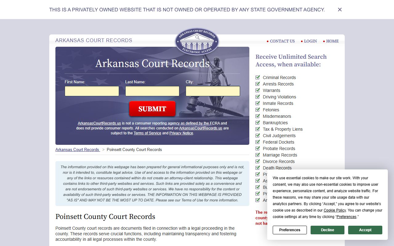 Poinsett County court records portal for family court access in Harrisburg