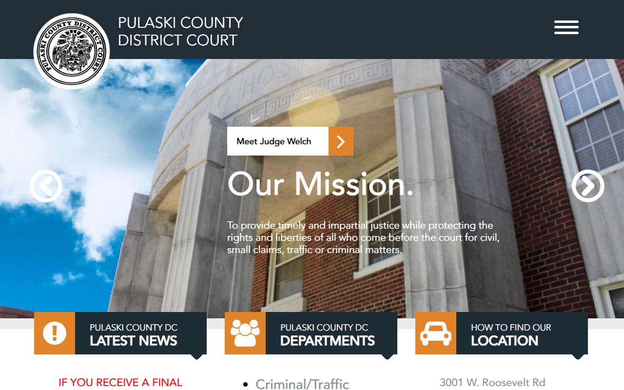Pulaski County District Court in Little Rock handles misdemeanor and civil cases