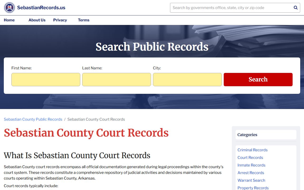 Sebastian County court records in Fort Smith