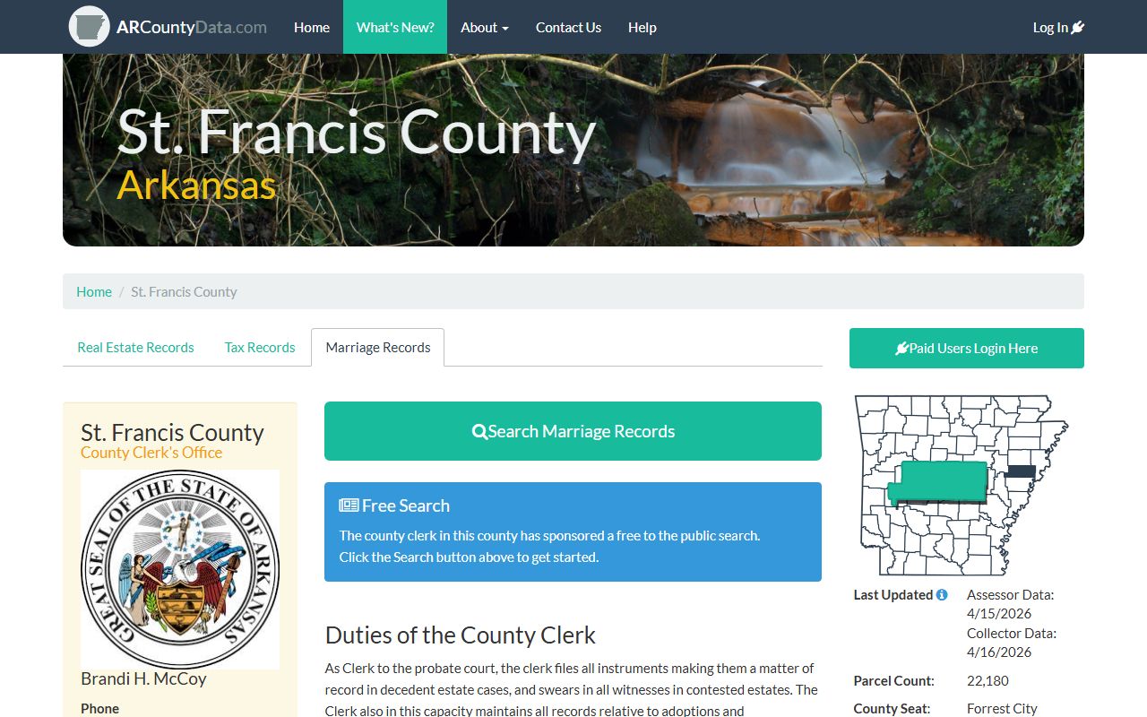 St. Francis County records portal for family court records in Forrest City